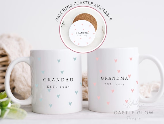 Personalised Grandparents Mug, New Grandparents Gifts, New Nanny and Grampy Gift, Gifts for new Grandparents, New Baby Gift for Grandparents