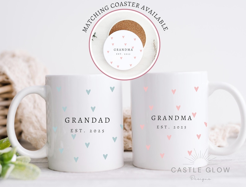 Personalised Grandparents Mug, New Grandparents Gifts, New Nanny and Grampy Gift, Gifts for new Grandparents, New Baby Gift for Grandparents afbeelding 1