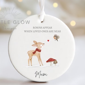 Personalized Christmas Memorial Bauble: Robins Appear Remembrance Ornament