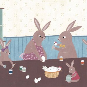 Osterkarte, Osterhasen, Ostergrüße, Hasenfamilie zu Ostern, 10x17cm, Postkarte