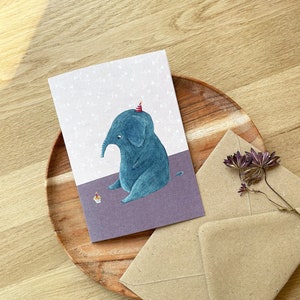 Tarjeta de cumpleaños, A6, tarjeta plegable con sobre, motivo de elefante