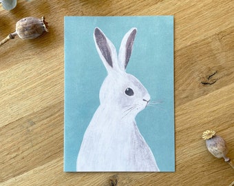 Easter bunny, rabbit illustration, greeting card with envelope, Easter card, A6