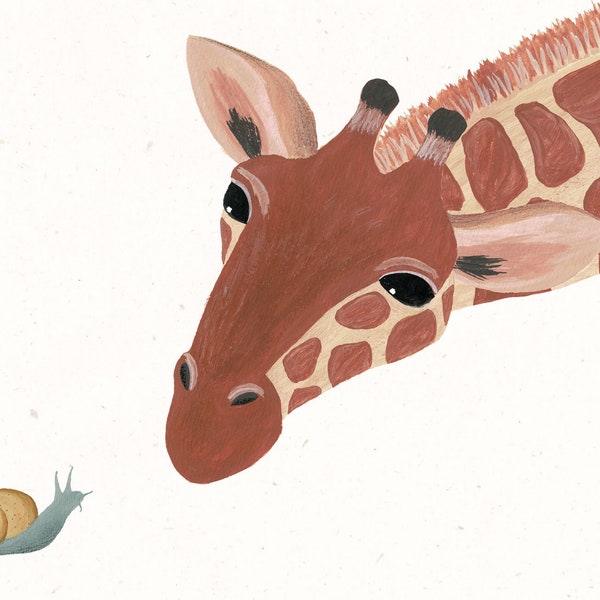 Klappkarte, Giraffe und Schnecke, Valentinskarte, Tierpaare, Grußkarte, A6