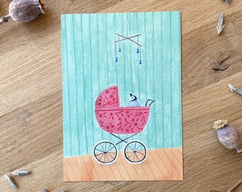 Carte bébé, bienvenue dans le monde, carte postale, A6, carte de naissance