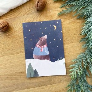 Ours de Noël, ours d'hiver, carte pliante avec enveloppe, A6, vœux de Noël