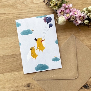 Carte de mariage, carte pliante avec enveloppe, A6, carte de félicitations de mariage, carte de lune de miel