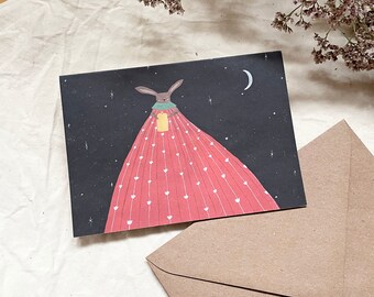 Christmas animal, Christmas card, folding card with envelope, A6, bunny Christmas