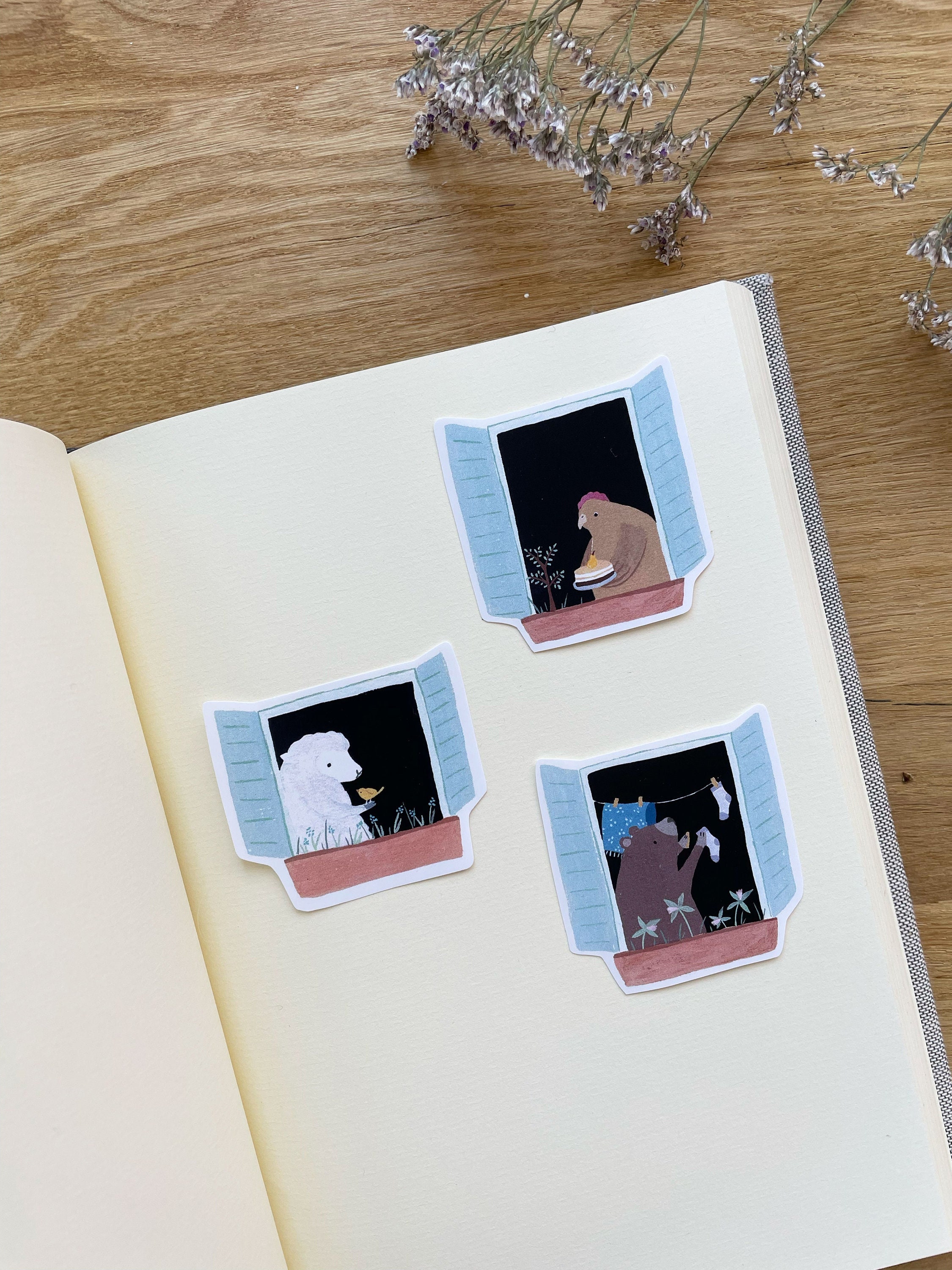 Animals in the Window Stickers, Animal Stickers, Set of 3