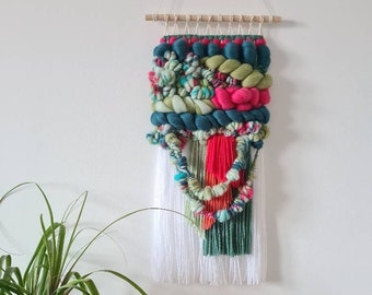 Woven wall hanging - Weaving - Weave - Wall hanging - Woven art - Wall art - Tapestry - Large - Watermelon