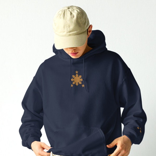 Stars & Sun Filipino Embroidered Hoodie | AAPI Heritage Month | Asian Representation | Philippines Art | Pilipinas Fil-Am History Month