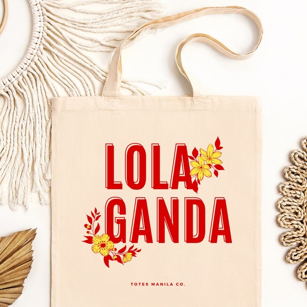 Lola Ganda Pinay Grandma Filipino Book Canvas Bag, Proudly Pinoy Tote, Philippines Grocery Tote, Filipino Family Thanksgiving Christmas Gift