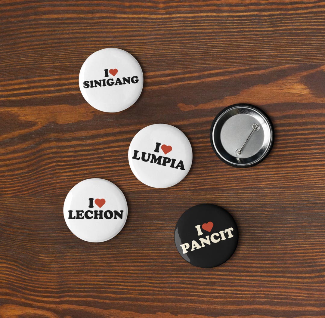 Love Filipino Food Pin Button, Philippines Backpack Badge, Tote Bag ...