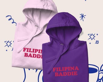 Filipina Baddie Confident Pinay Embroidered Hoodie - Proud Filipino Hooded Sweatshirt, Gift For Family