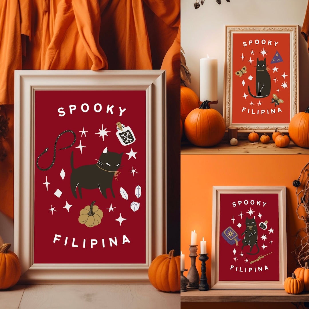Spooky Filipina Filipino Art Halloween Wall Print Decor set of 3, Cute ...