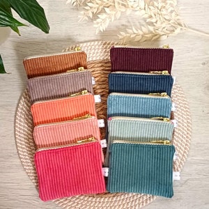 Porte-monnaie en velours côtelé personnalisable, mini pochette en velours, accessoire sac, cadeau maitresse, atsem, cadeau maman
