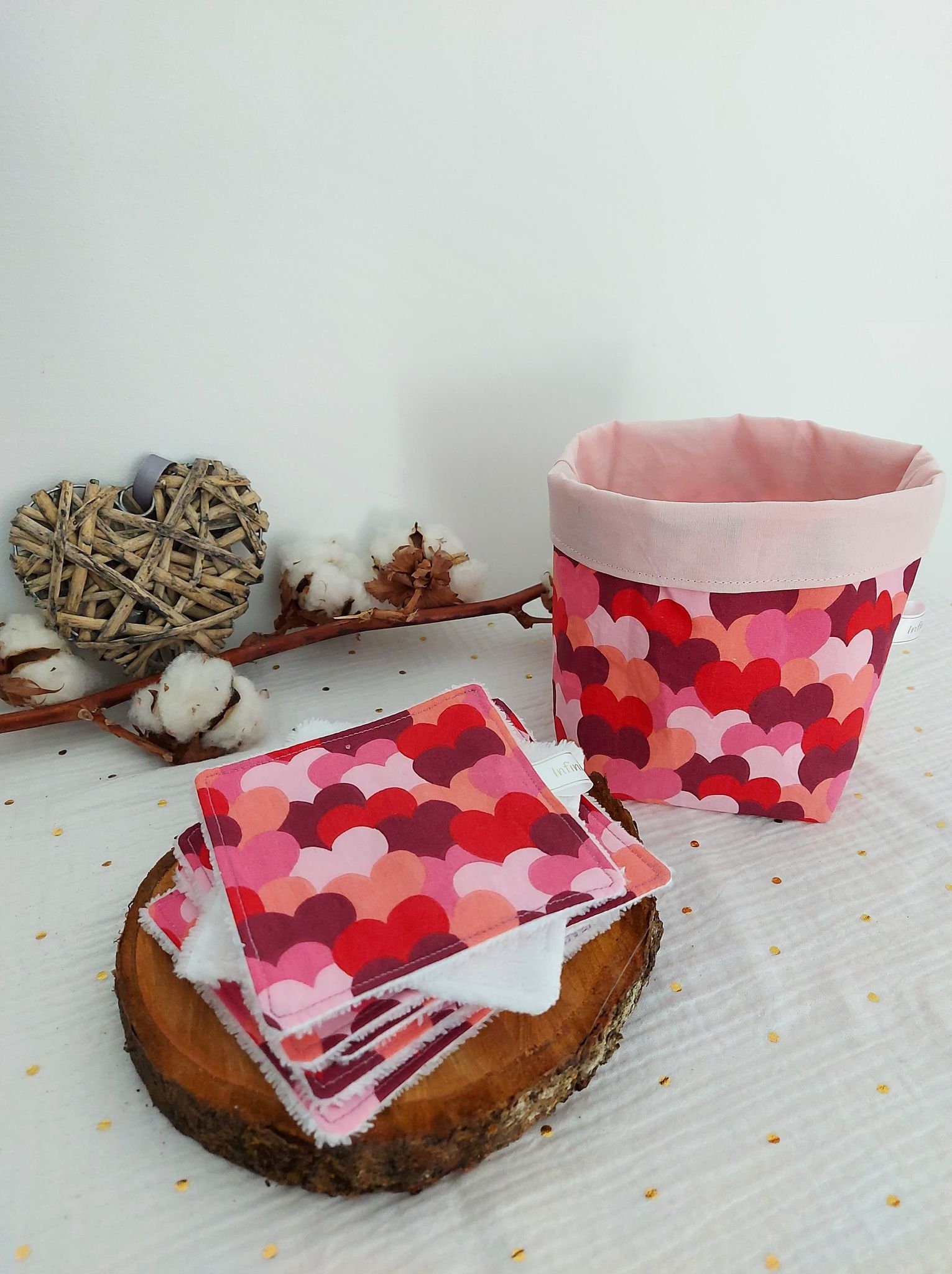 Panière Seule ou avec Lot(S de 7 Lingettes Lavables en Coton Bio et Micro-Éponge Bambou Oeko Tex Zér