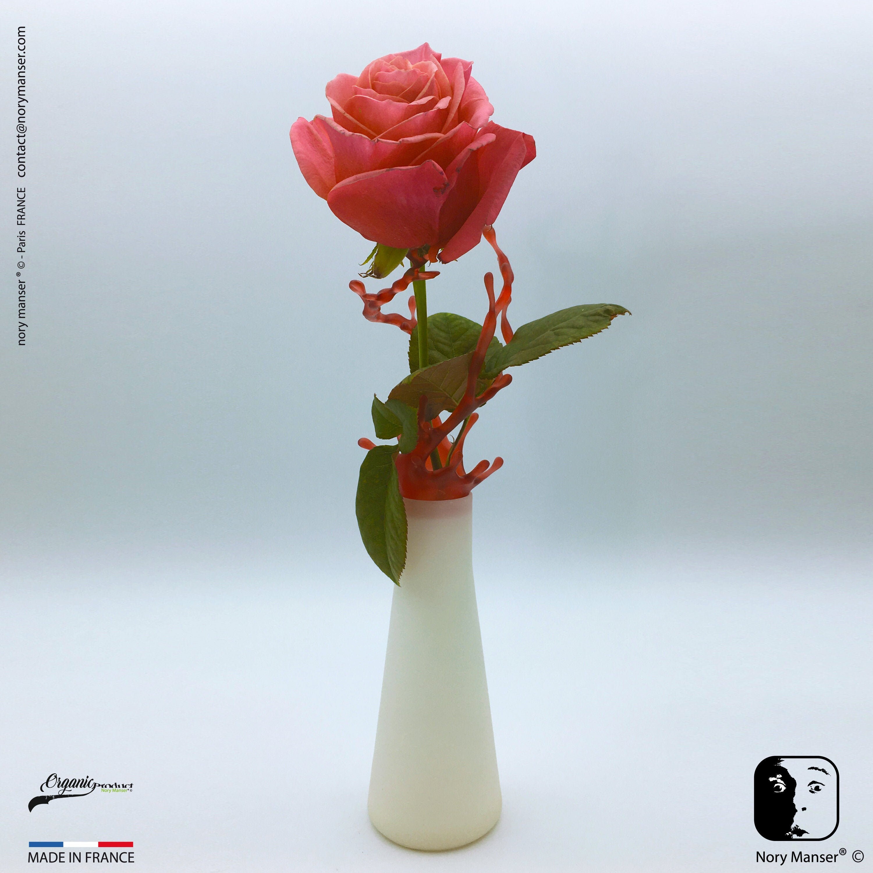 Splatsh 1.1 Small Soliflore Blanc Rouge, Couronné Fluide et Royal Deco Bureau Home Decor, Décoration