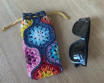 Handmade PaperYarn Floral  Sunglasses Case