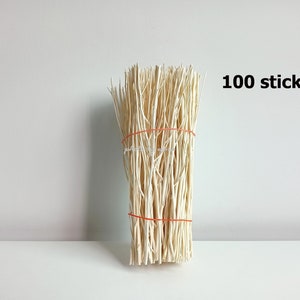 May include: A bundle of 100 white natural twig sticks tied together with a red rubber band.  The sticks are approximately 6-8 inches long.  100 sticks.