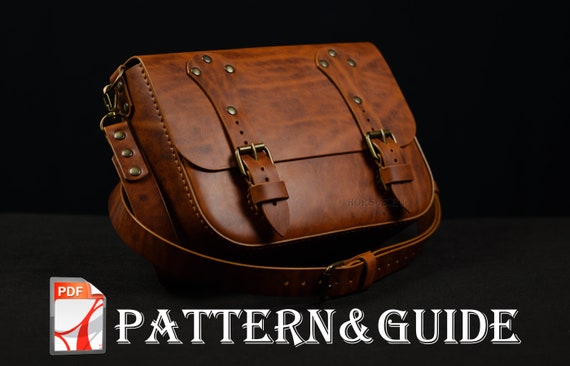 leather messenger bolsa template