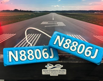 Custom Wheel Chocks for your airplane! Carve in N number, FBO, home base, hangar number or name. We also do logos and military theme chocks.