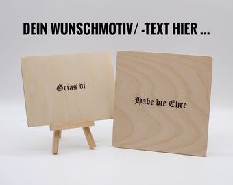 Personalisierte Holzpostkarte mit Wunschmotiv/Wunschtext, Grußkarte, Birkenholz, Holzdruck