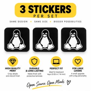 Tux Linux Keyboard Stickers – Windows Key Overlay (Set of 3)