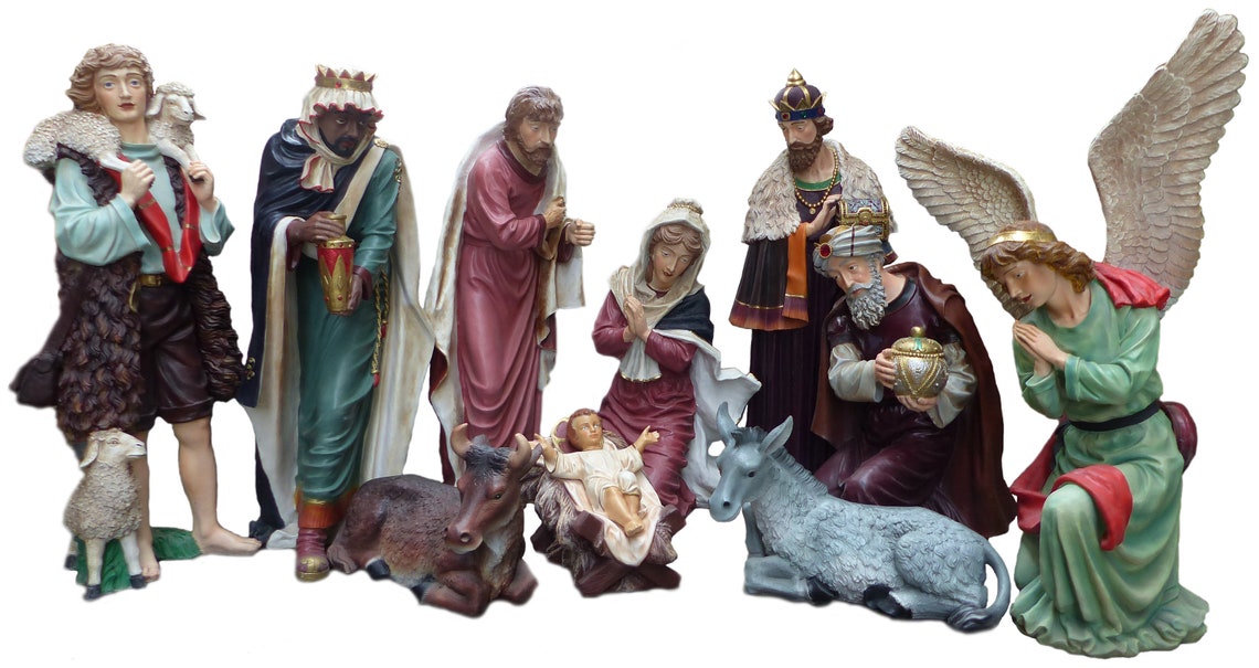 Crib nativity figures Christmas crib sacred figures large Etsy