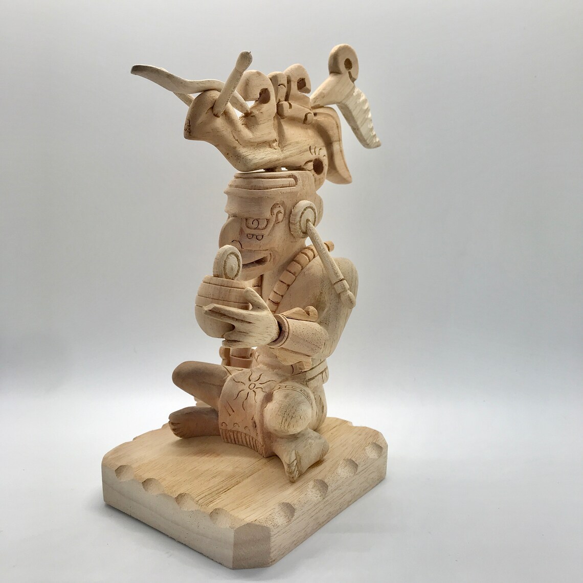 Itzamna Dieu de la Sagesse Maya Statue sculptée à la main Etsy