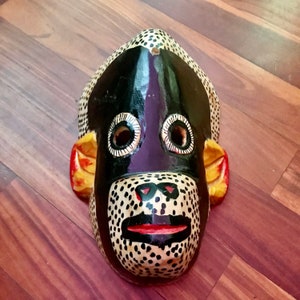 Monkey Wooden Mask Wall Decor Handpainted