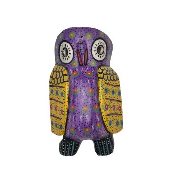 Owl Purple Wooden Mask Wall Decor Handpainted