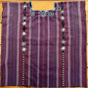 Handmade Purple Guatemalan Huipil Hand-woven from San Antonio Palopo