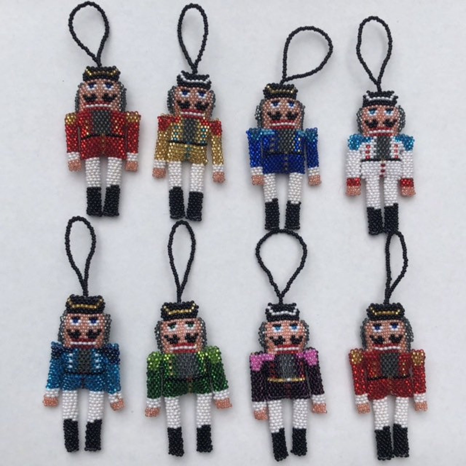 Set of 8 Handmade Nutcracker Bead Ornaments Etsy UK