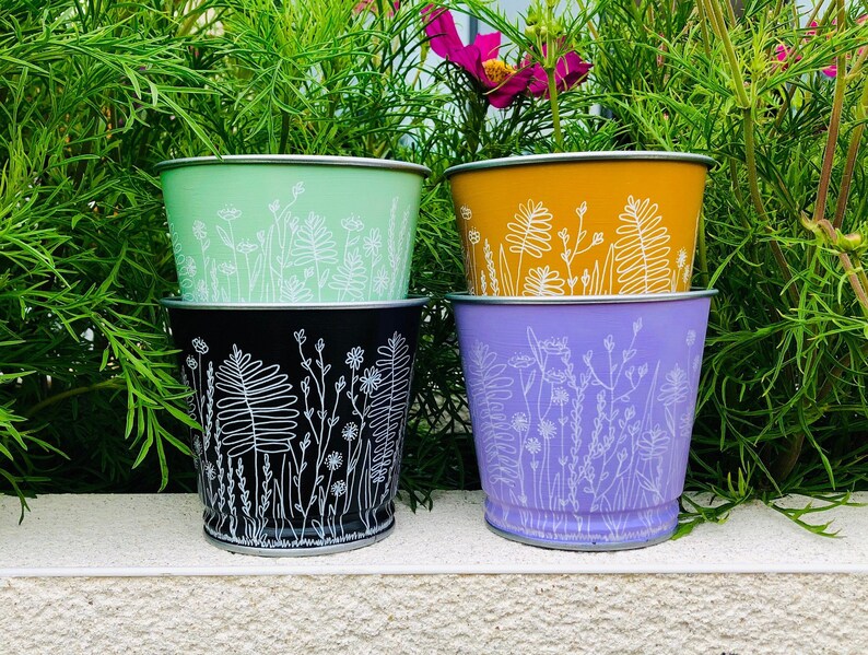 Funky Flowers Plant pot Etsy