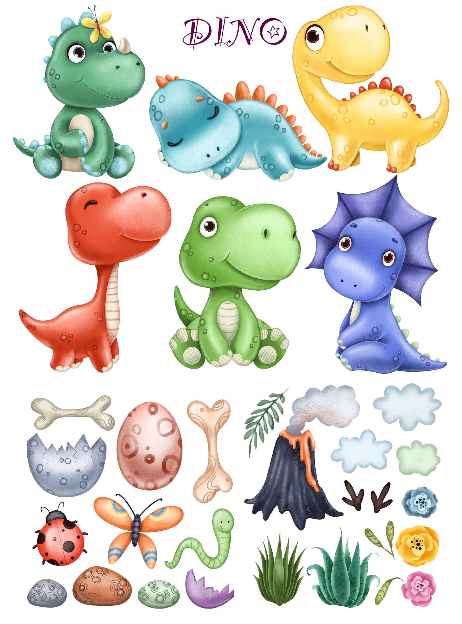 Süße Dinosaurier Clipart. Dino Clipart. Digitaler Download PNG | Etsy