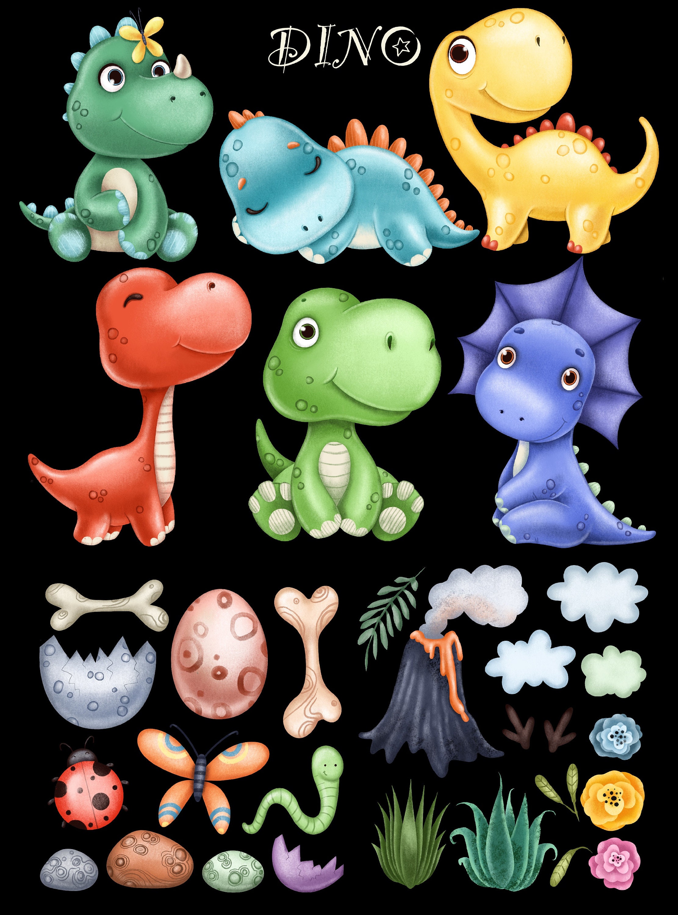 Süße Dinosaurier Clipart. Dino Clipart. Digitaler Download PNG | Etsy
