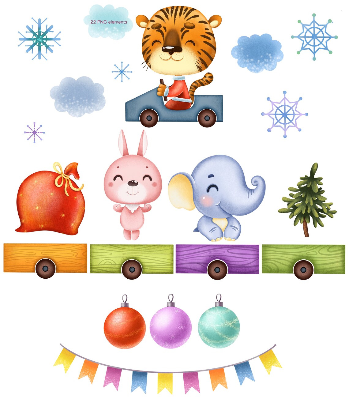 Weihnachten 2022 Clipart Weihnachten 2022 Clipart. Tiger Clipart. Süße Weihnachtstiere Etsy