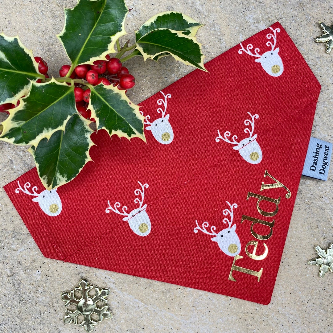 Personalised Dog Christmas Bandana Xmas Dog Bandana Red Etsy UK