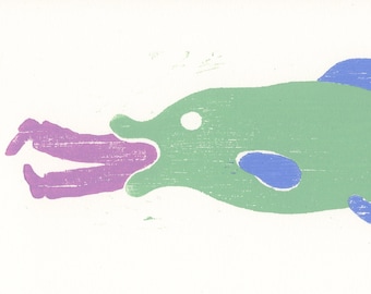 Fish - original woodcut print