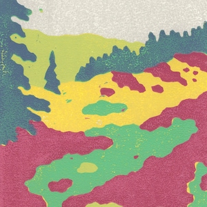 Landscape - original linocut print