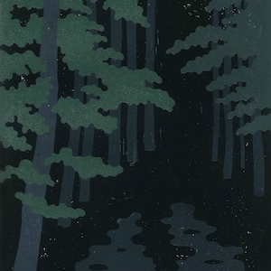 In the headlights II - original linocut print