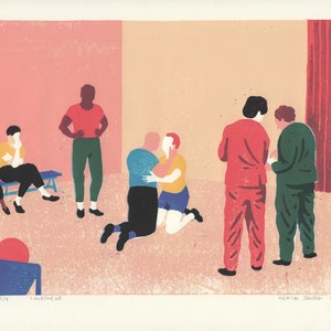 De repetitie - original linocut