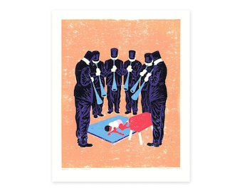 GYMLES - original linocut print