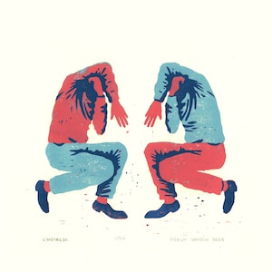Duality: originele linosnedeprint