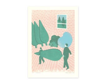 untitled - original linocut print