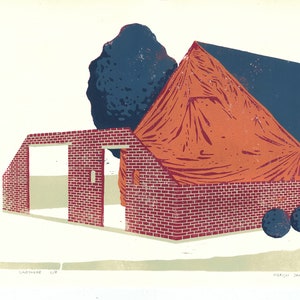 Verbouwing - linocut print