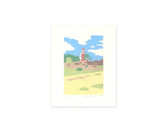 Vuurboetsduin, Vlieland - original linocut print
