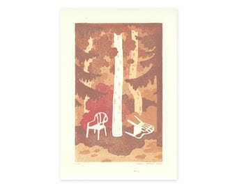 untitled - original linocut print