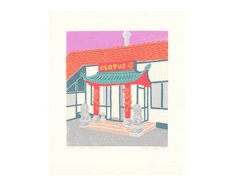 LOTUS - linocut print