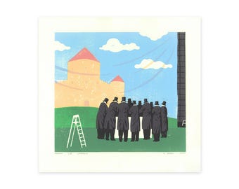 Opname - original linocut print